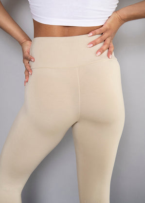 Cropped Lightweight Leggings - Natural Beige