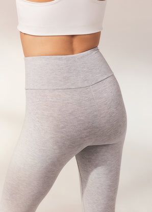 Cropped Lightweight Leggings - Light Grey